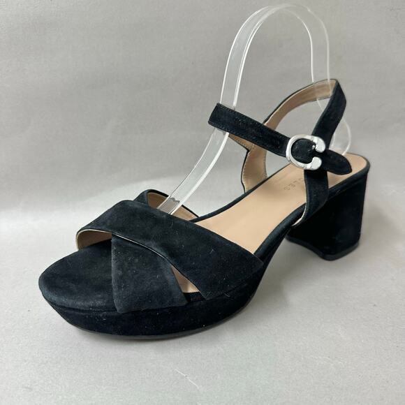 Aerosoles Cosmos Crisscross Platform Sandal in Black Suede Size 9 Block Heel - Picture 1 of 15